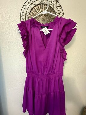 Steve Madden Purple Ruffle Sleeve Mini Dress